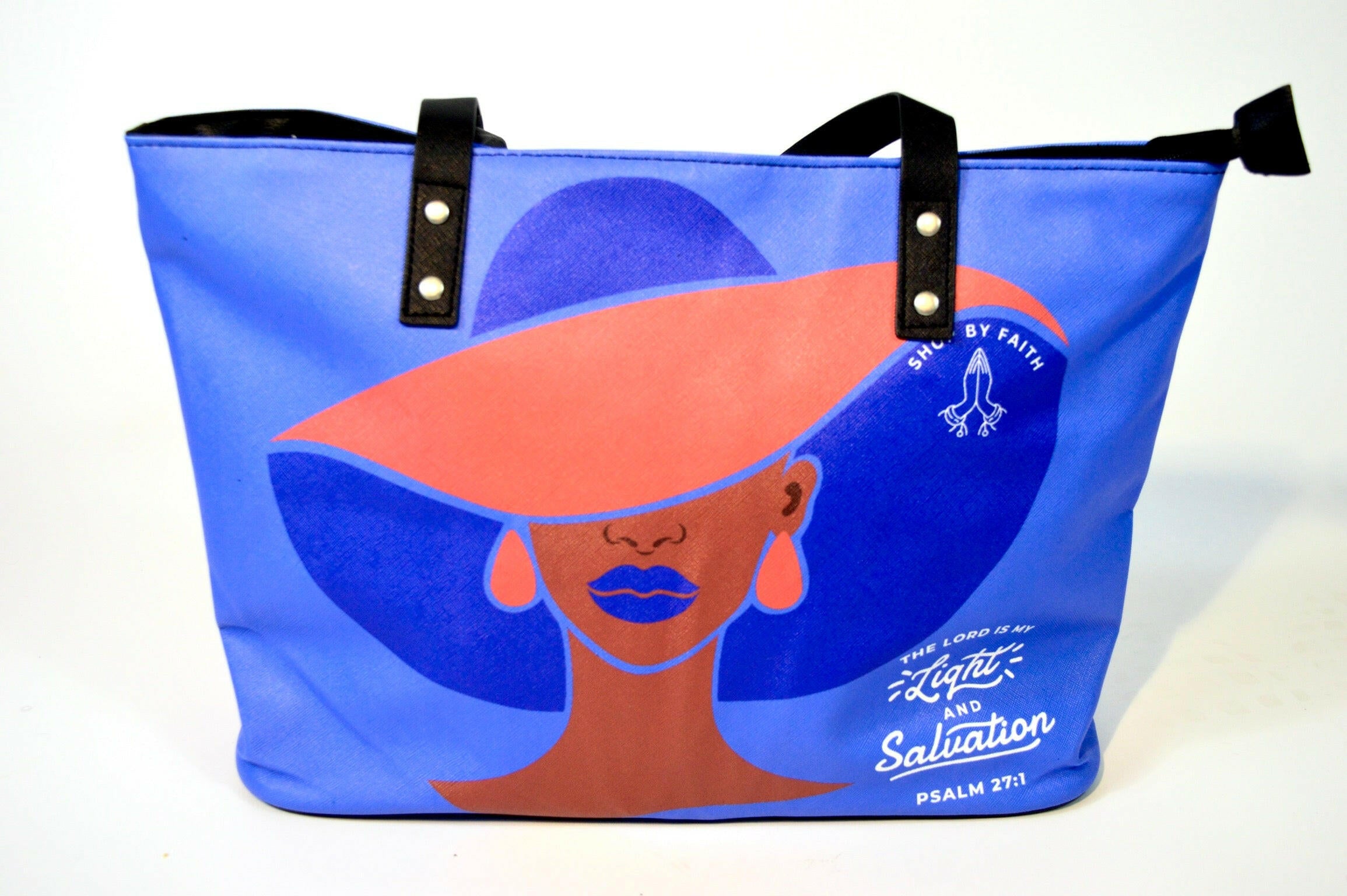 “The Lord is my light and Salvation”  PU leather tote bag