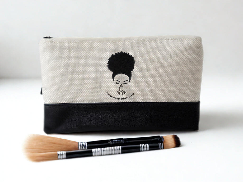 Black "Walk by Faith" Cosmetic Case