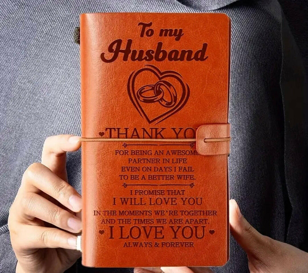 “To my husband” faux leather journal