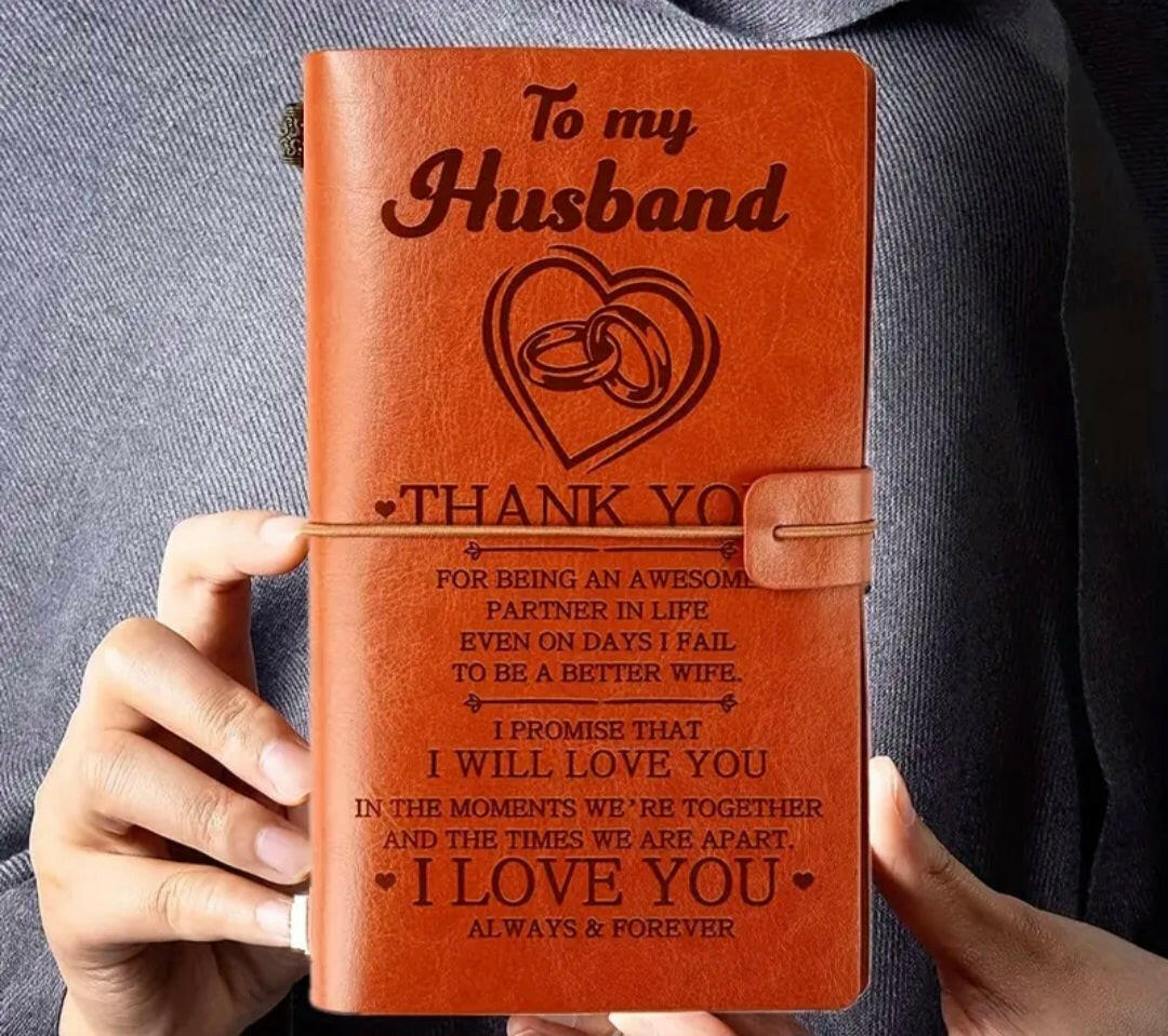 “To my husband” faux leather journal