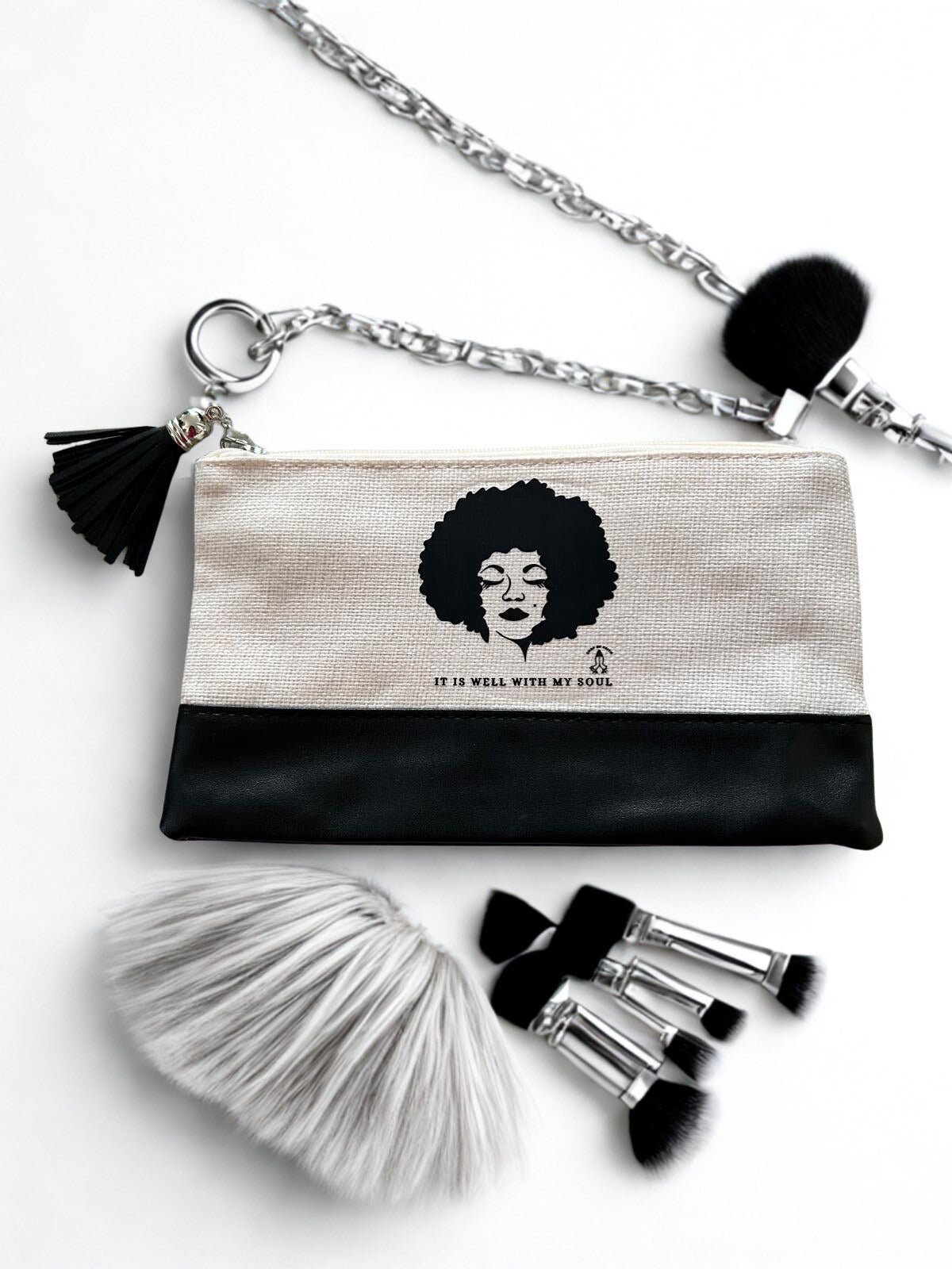 Black "It is Well With My Soul Cosmetic Case