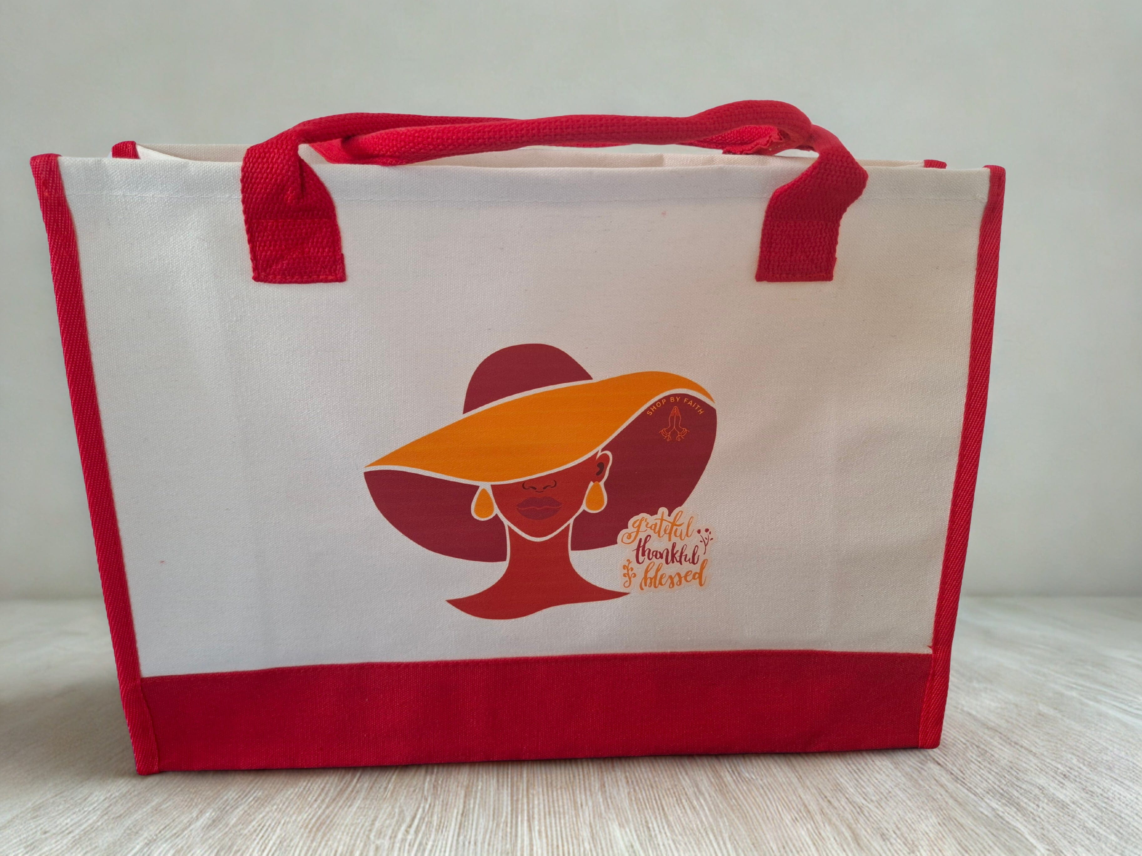 Grateful, thankful, blessed ” large  rectangle tote bag