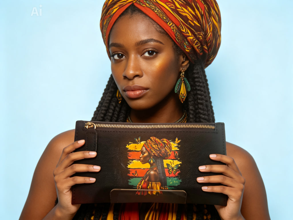 Black"Nubian Queen" zipper wallet