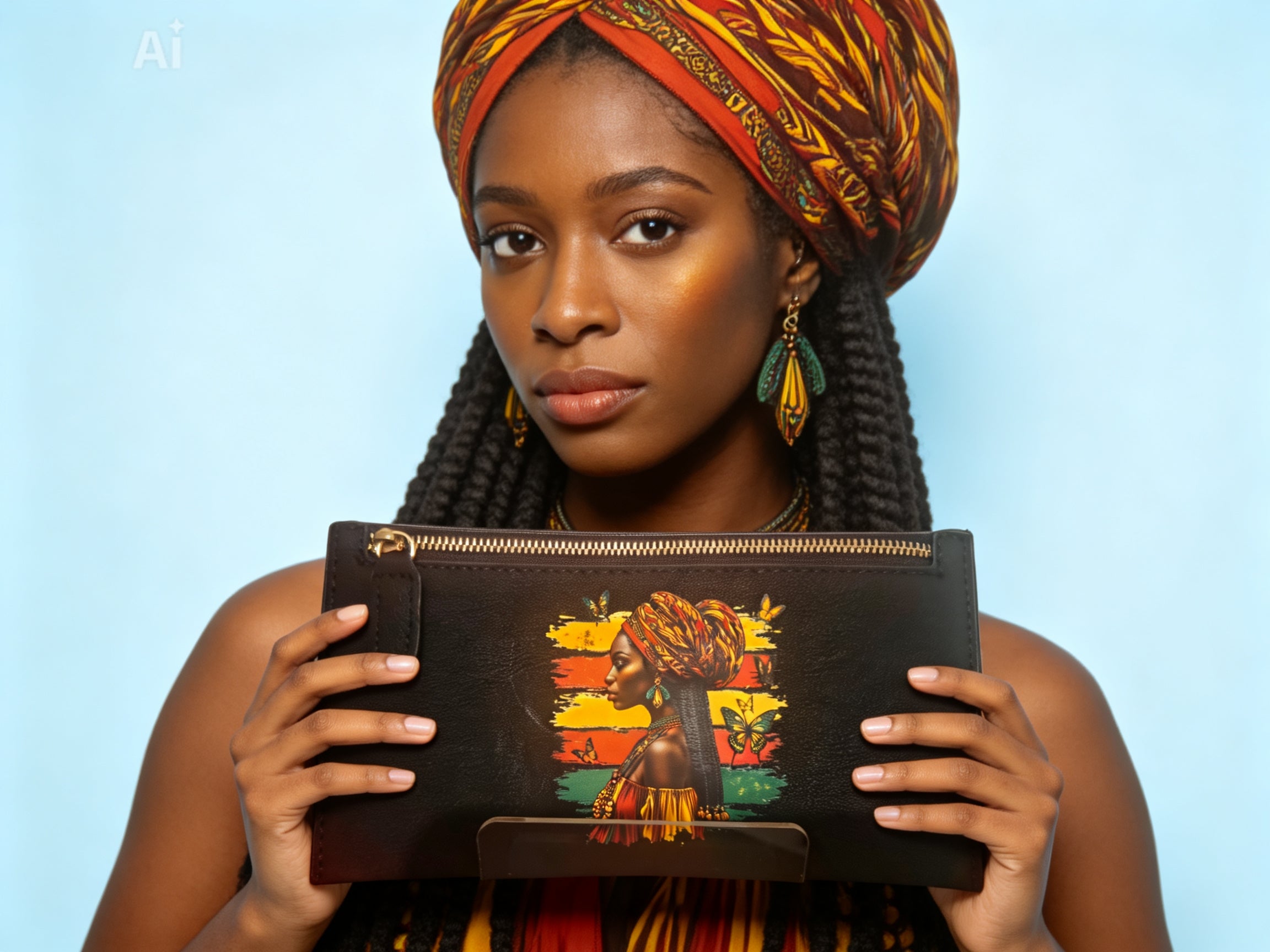Black"Nubian Queen" zipper wallet