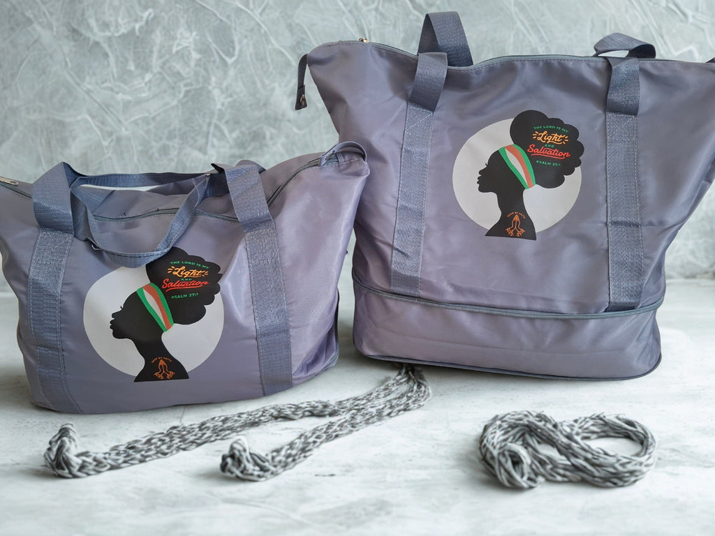 “The lord is my light and salvation“ expandable gym/ overnight bag