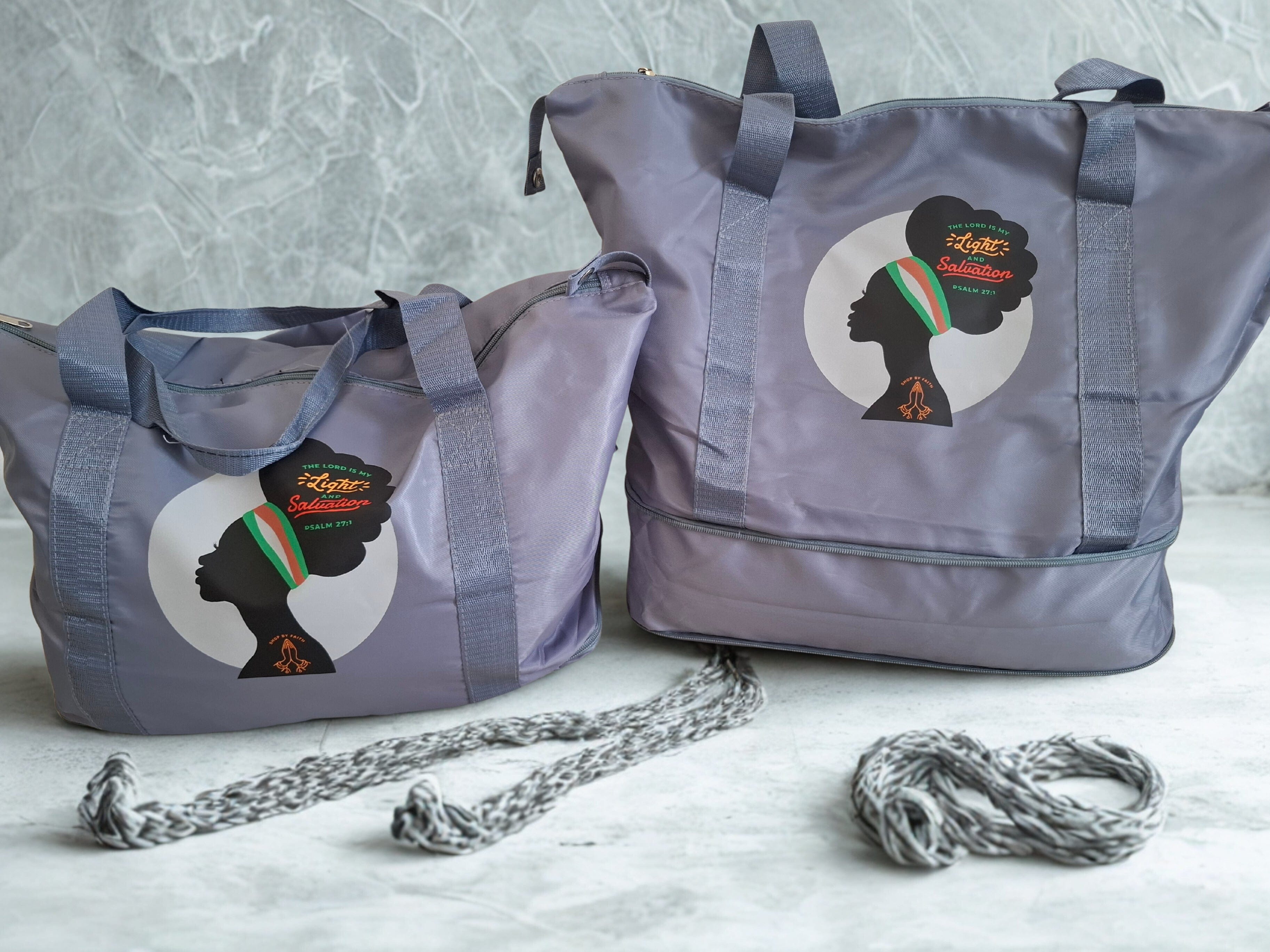 “The lord is my light and salvation“ expandable gym/ overnight bag