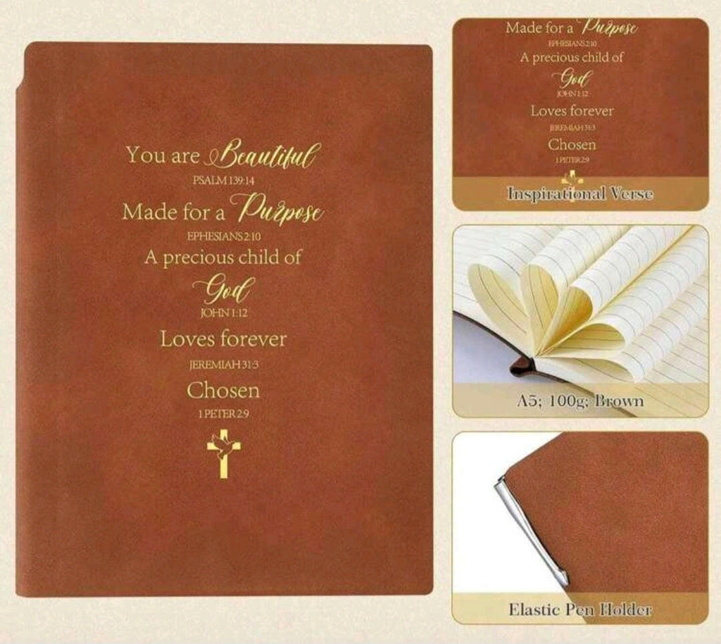 “You are Beautiful  faux leather journal with  inscribed pen