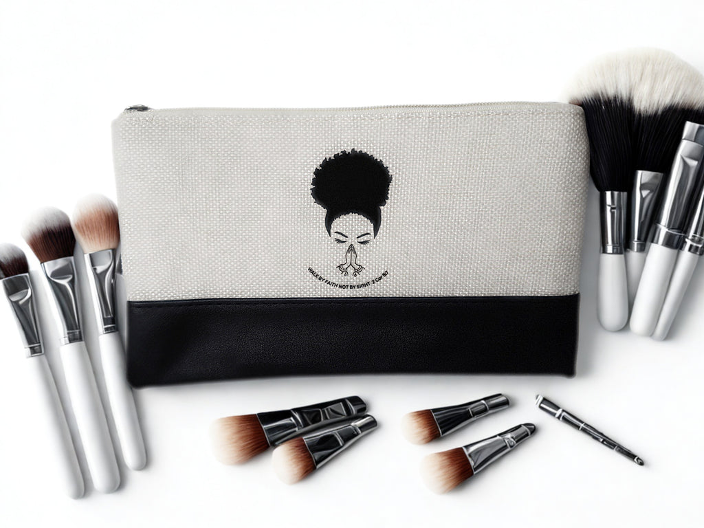 Black "Walk by Faith" Cosmetic Case