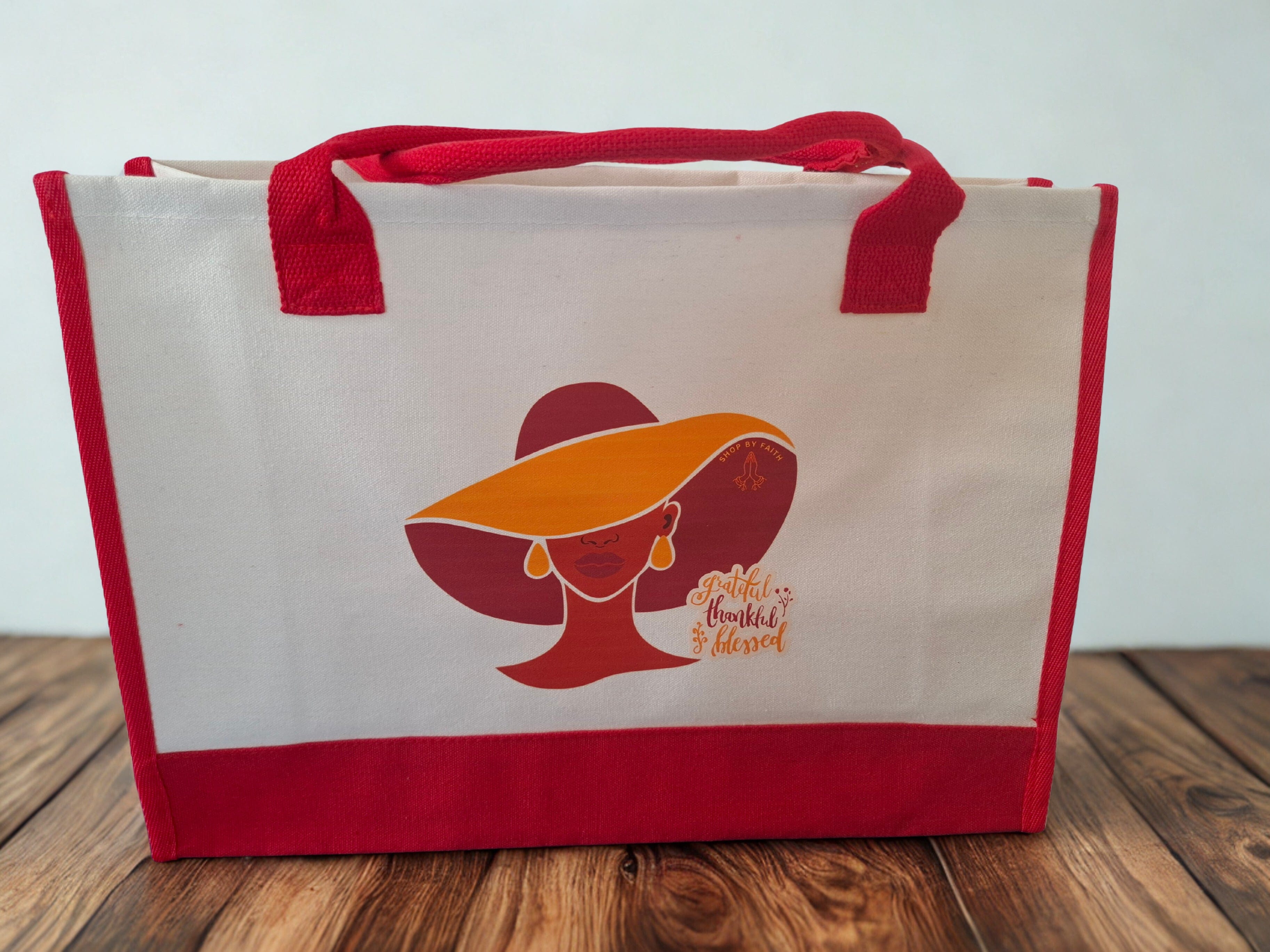 Grateful, thankful, blessed ” large  rectangle tote bag