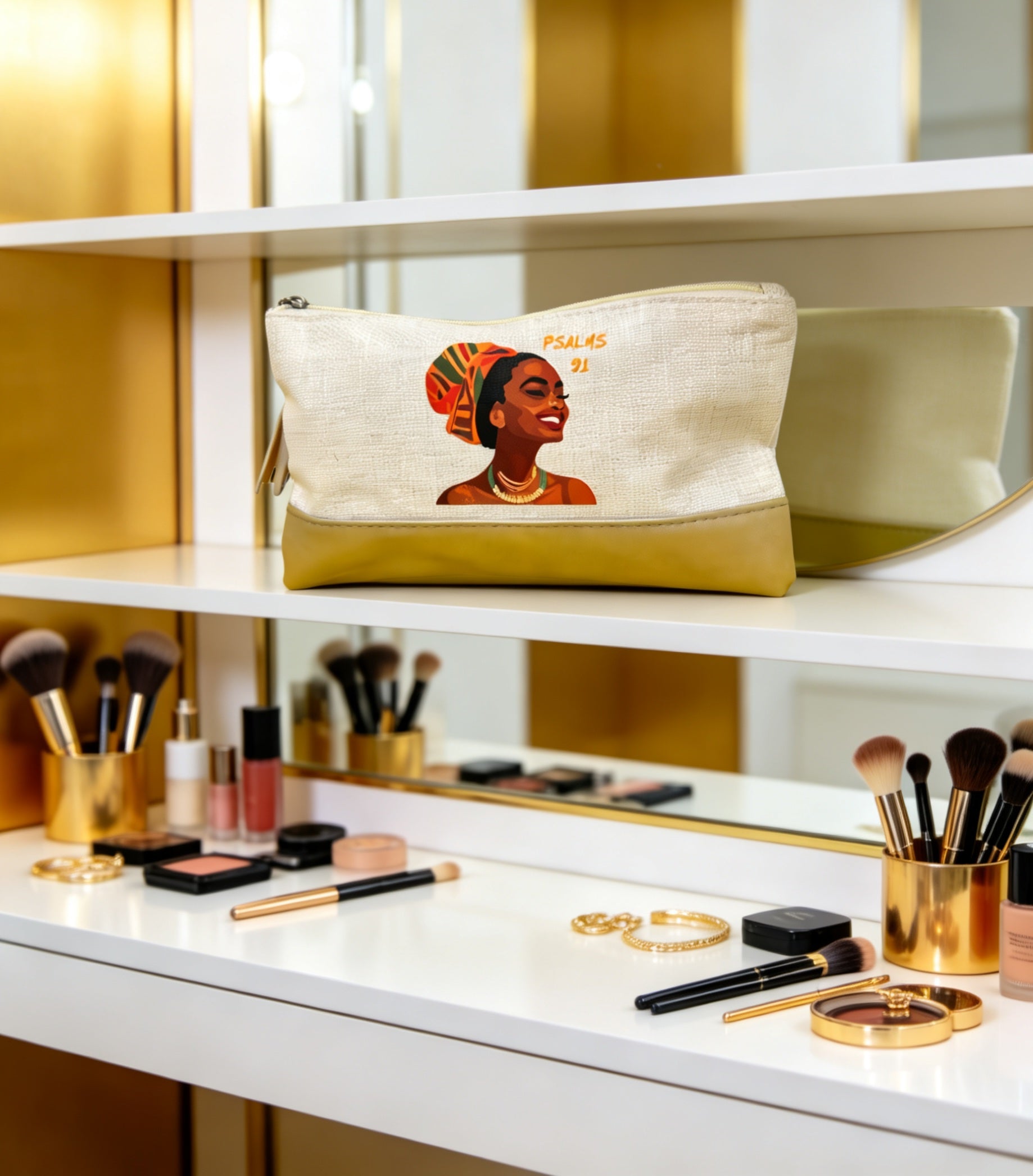 Gold "Psalms 91" Cosmetic Case