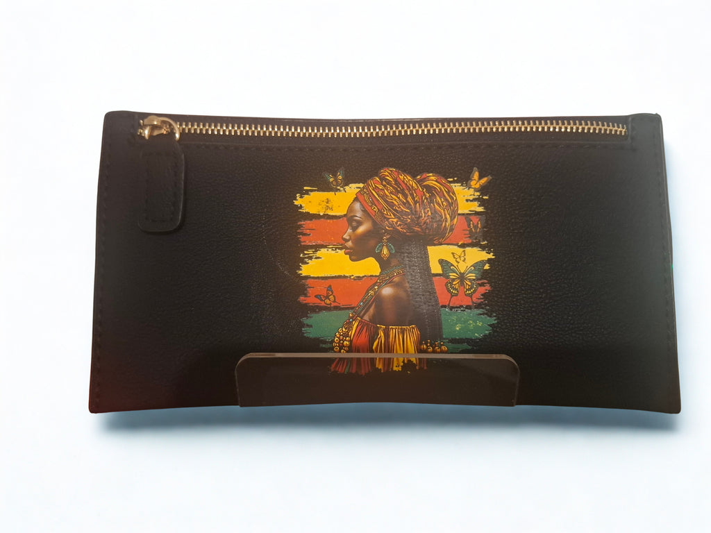 Black"Nubian Queen" zipper wallet