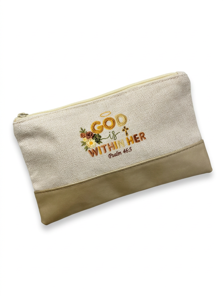 Gold "God is within her " Cosmetic Case