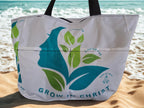 ” Grow in Christ” extra large  tote beach bag with pockets