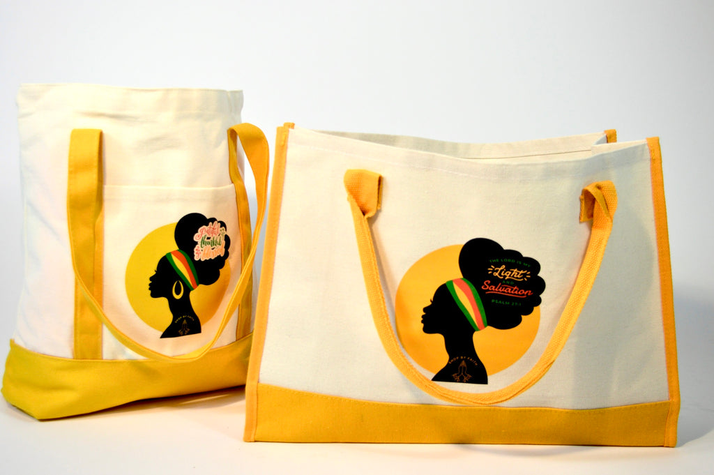 “The Lord is my light and Salvation large rectangle tote bag