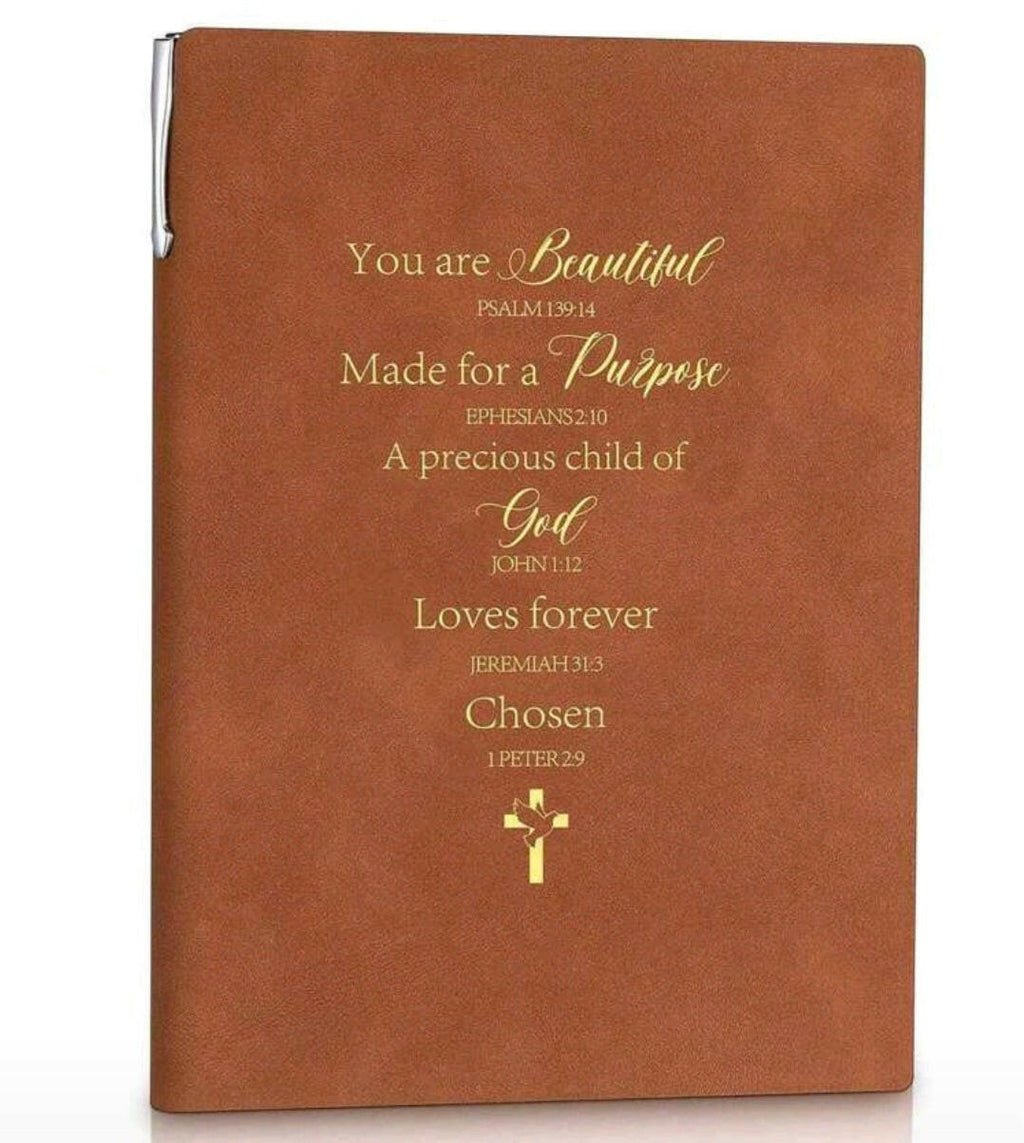 “You are Beautiful  faux leather journal with  inscribed pen