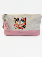 Pink "with Jesus i'm blessed"  Cosmetic Case
