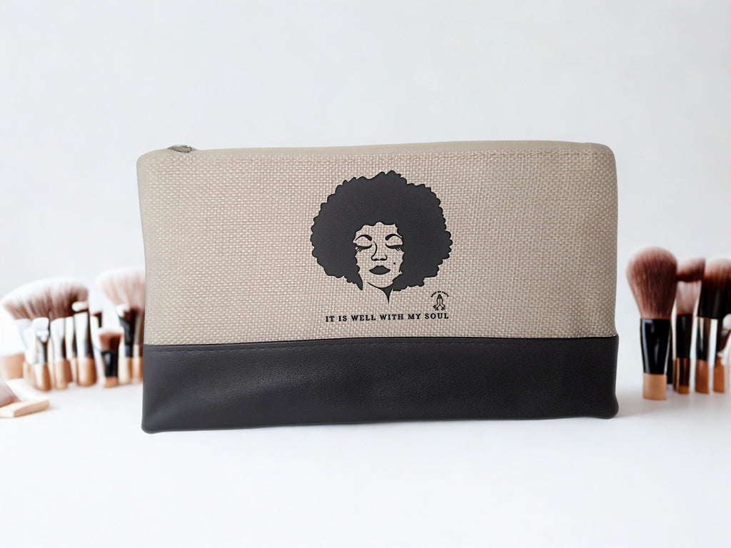 Black "It is Well With My Soul Cosmetic Case