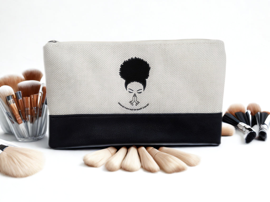 Black "Walk by Faith" Cosmetic Case