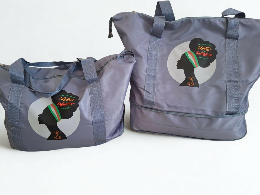 “The lord is my light and salvation“ expandable gym/ overnight bag