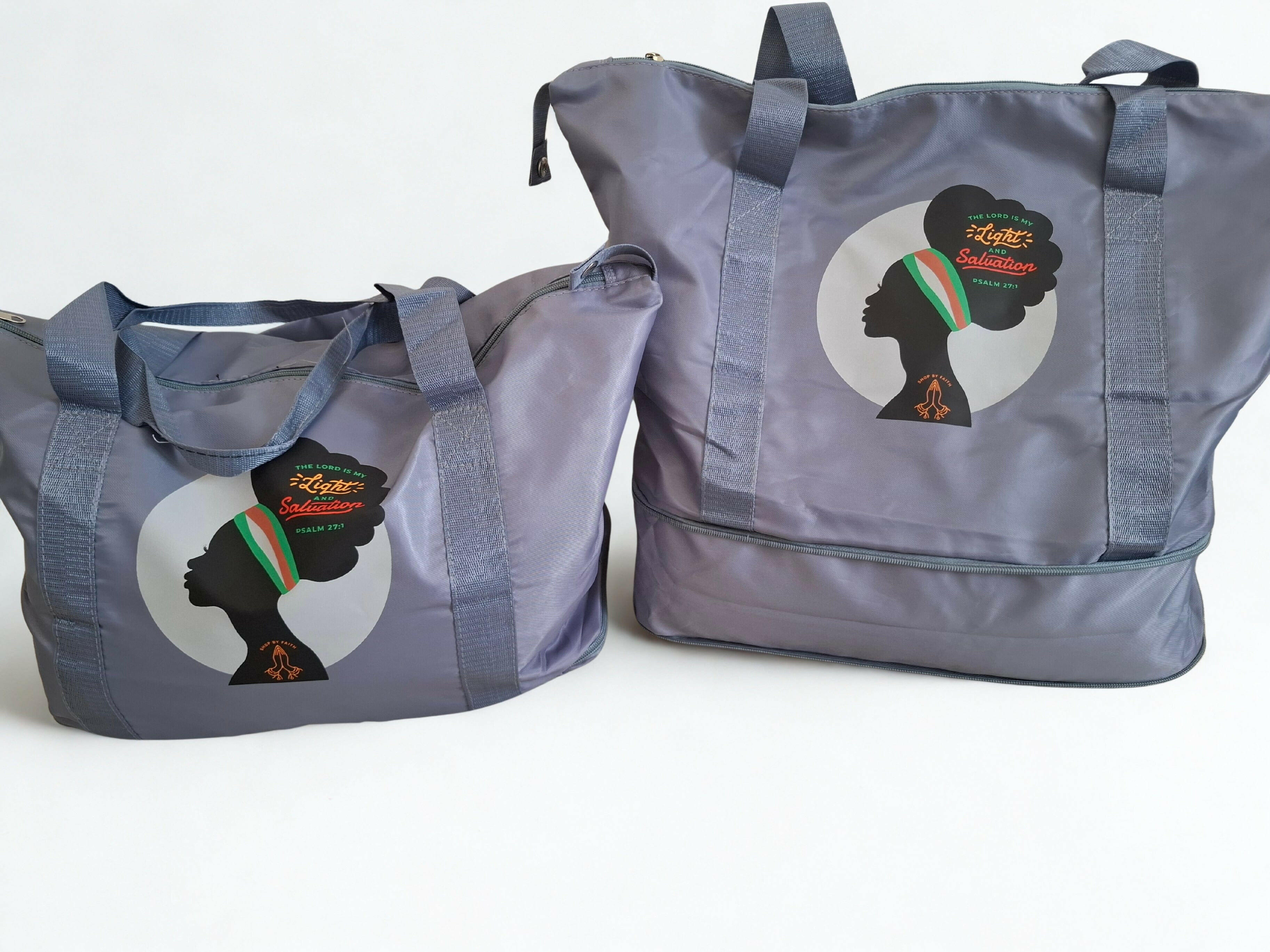 “The lord is my light and salvation“ expandable gym/ overnight bag